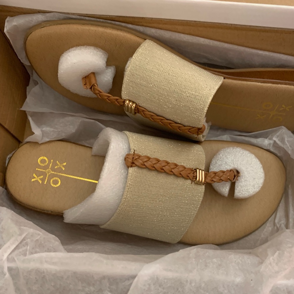 XOXO gold sandals size 5. New in box